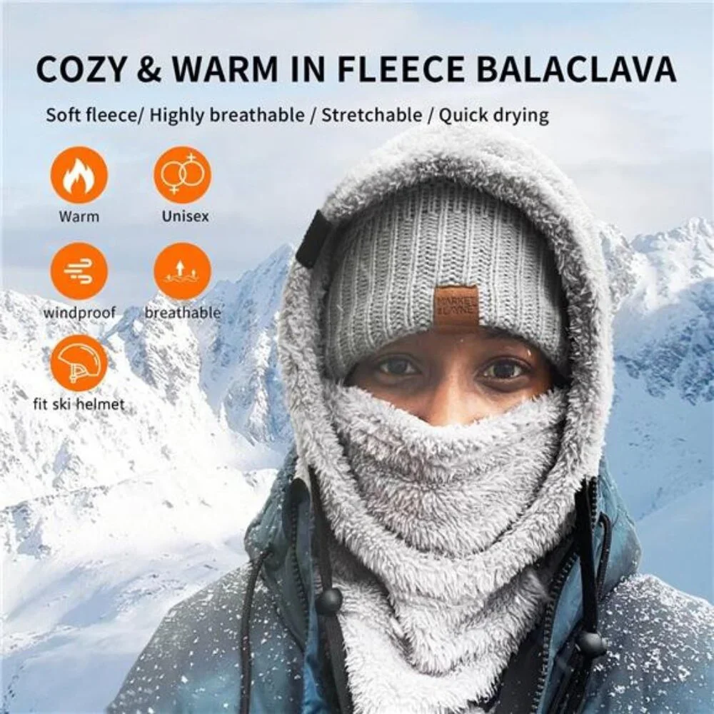 Unisex Balaclava Wind-Resistant Winter Face Mask Fleece, Gray